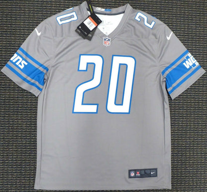 BARRY SANDERS DETROIT LIONS AUTOGRAPHED SIGNED GRAY NIKE JERSEY SIZE L 191118 (BAS COA)