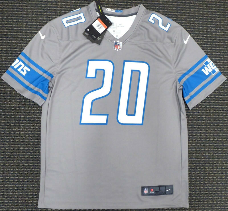BARRY SANDERS DETROIT LIONS AUTOGRAPHED SIGNED GRAY NIKE JERSEY SIZE L 191118 (BAS COA)