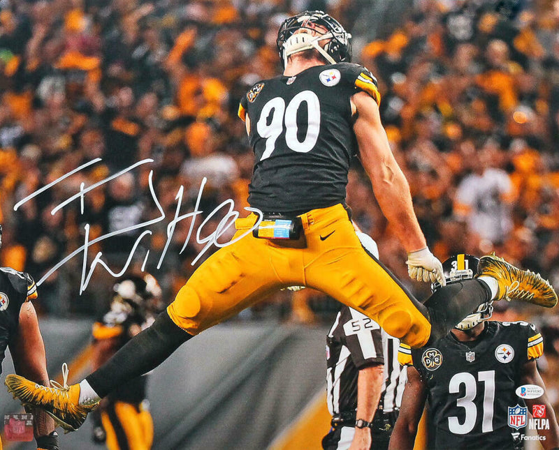 TJ Watt Pittsburgh Steelers Signed Pittsburgh Steelers 16x20 FP In Air Photo (BAS COA)