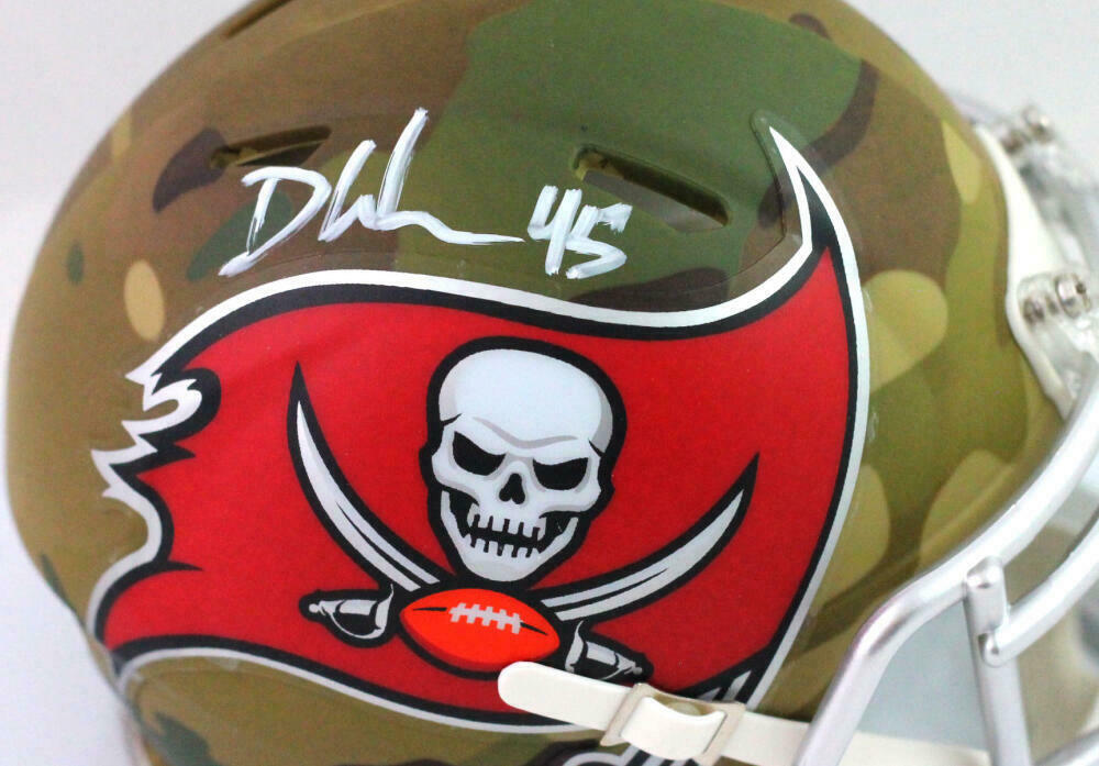 Devin White Tampa Bay Buccaneers Signed Tampa Bay Bucs Camouflage Speed Mini Helmet *White (BAS COA)