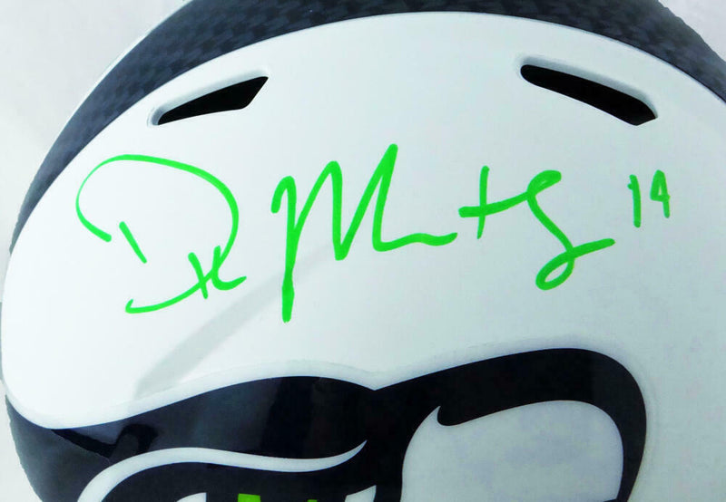 DK Metcalf Seattle Seahawks Signed Seattle Seahawks Full-sized Flat White Helmet (BAS COA)