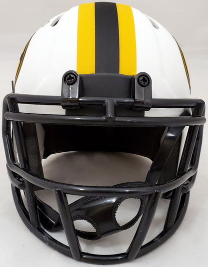 JORDAN LOVE GREEN BAY PACKERS AUTOGRAPHED LUNAR ECLIPSE WHITE SPEED MINI HELMET QR 193773 (BAS COA)