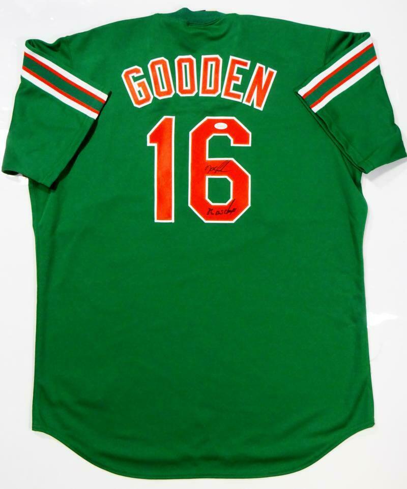 Doc Gooden New York Mets Signed New York Mets Green Majestic Jersey with 86 WS Champs (JSA COA)