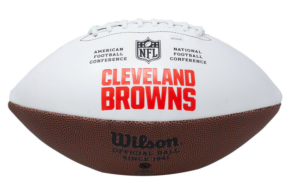 Nick Chubb Cleveland Browns Signed White Logo Football (JSA COA)