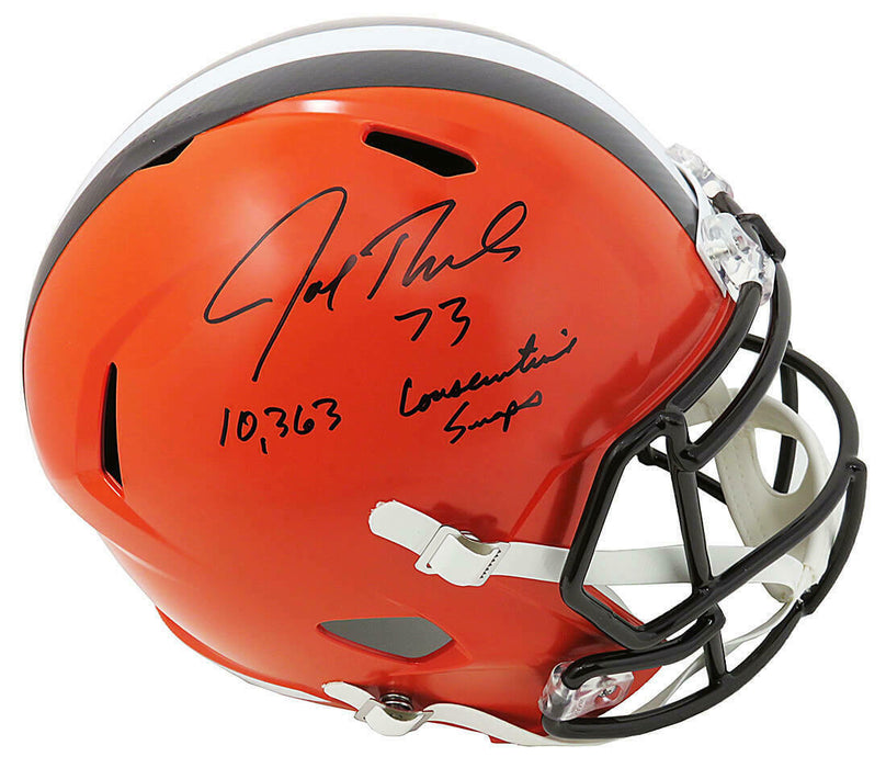 Joe Thomas Cleveland Browns Signed F/S Speed Rep Helmet w/10,363 Consecutive Snaps (SS COA)