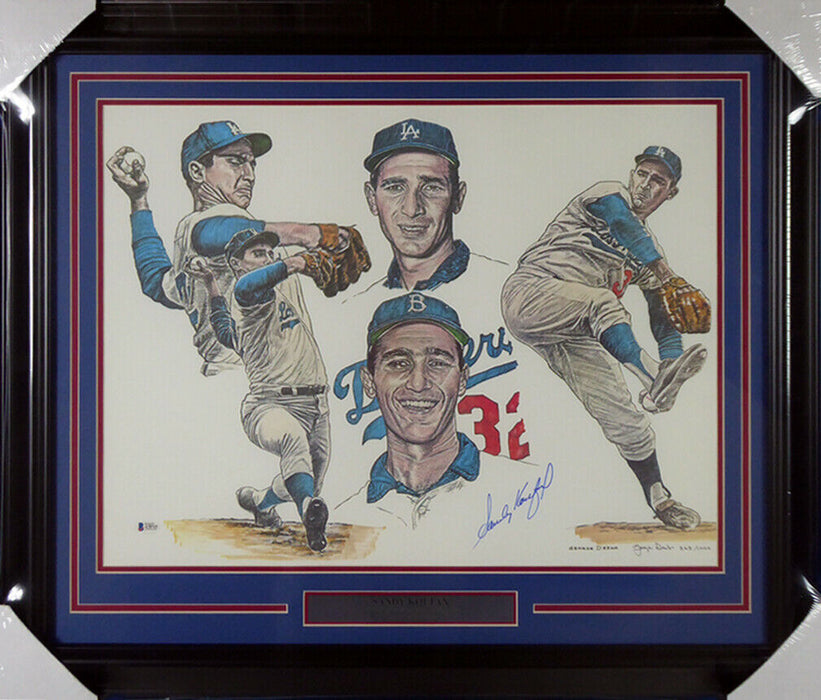Sandy Koufax Los Angeles Dodgers Signed 18x24 Framed Lithograph Photo 135266 BAS COA (Brooklyn)