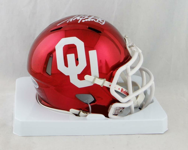 Adrian Peterson Oklahoma Sooners Signed Chrome Mini Helmet (BAS COA), , 