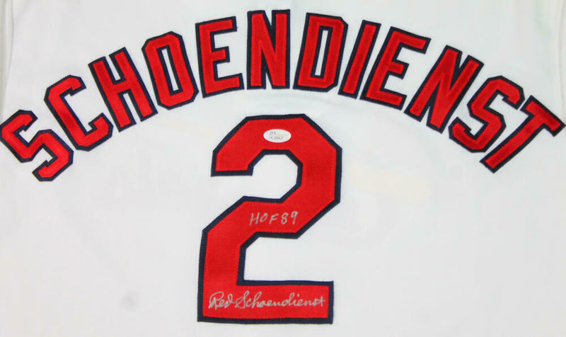 Red Schoendienst St. Louis Cardinals Signed Cardinals White Cooperstown Jersey with HOF (JSA COA)