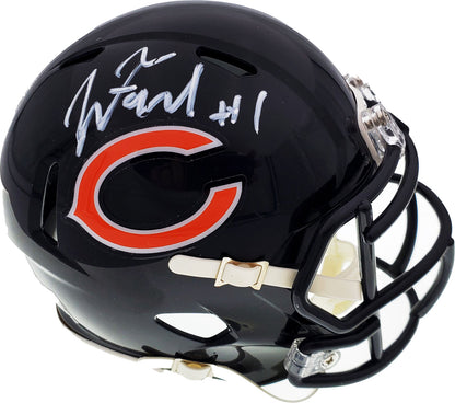 JUSTIN FIELDS CHICAGO BEARS SIGNED BLUE SPEED MINI HELMET (BAS COA)