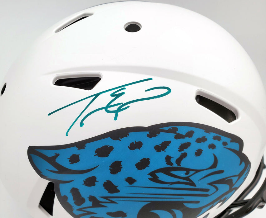 Travis Etienne Jacksonville Jaguars Signed F/S Lunar Eclipse White Authentic Helmet QR 194879 (BAS COA)