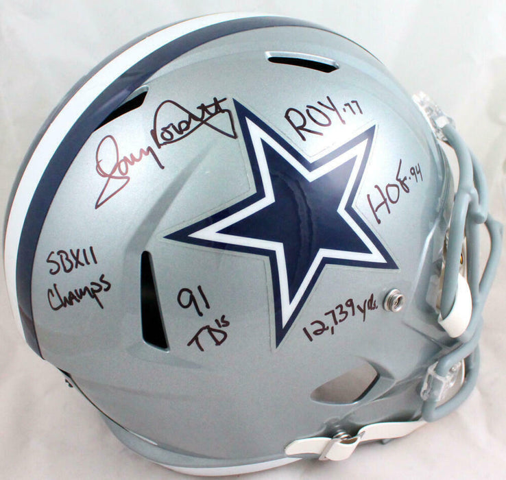 Tony Dorsett Autographed Dallas Cowboys F/S Speed Helmet w/5 Insc-(JSA COA)