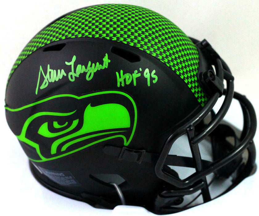 Steve Largent Seattle Seahawks Signed Eclipse Mini Helmet w/ HOF (BAS COA)