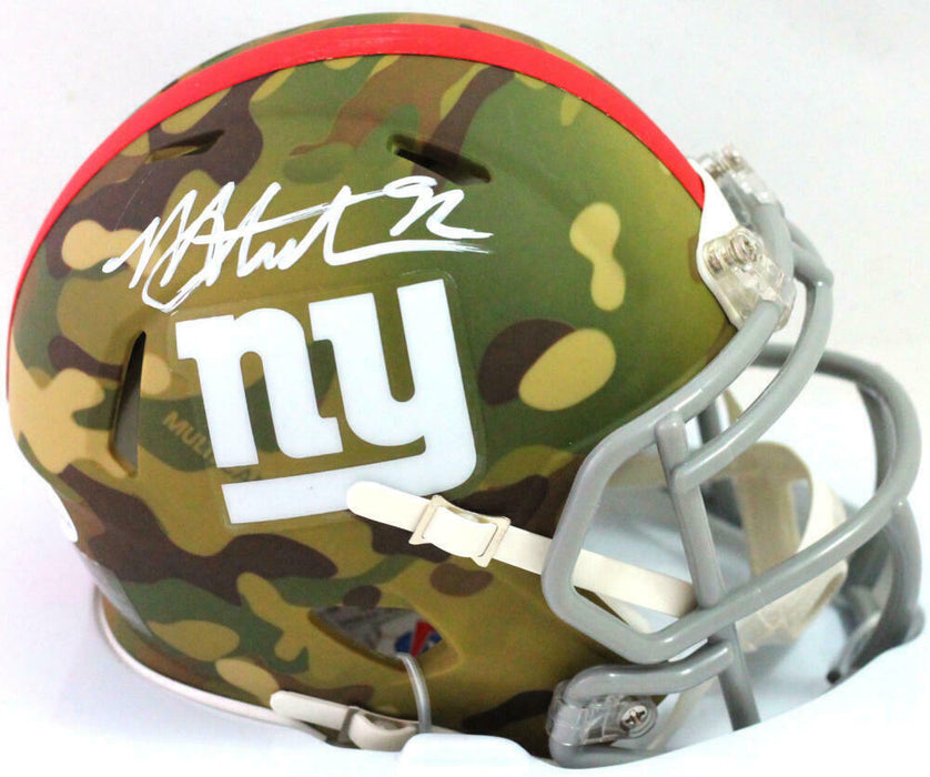 Michael Strahan New York Giants Signed New York Giants Camouflage Speed Mini Helmet (BAS COA)