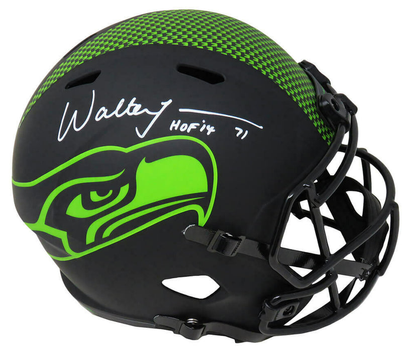 Walter Jones Seattle Seahawks Signed Seahawks Eclipse Riddell Full-sized Speed Replica Helmet with HOF (SCHWARTZ)