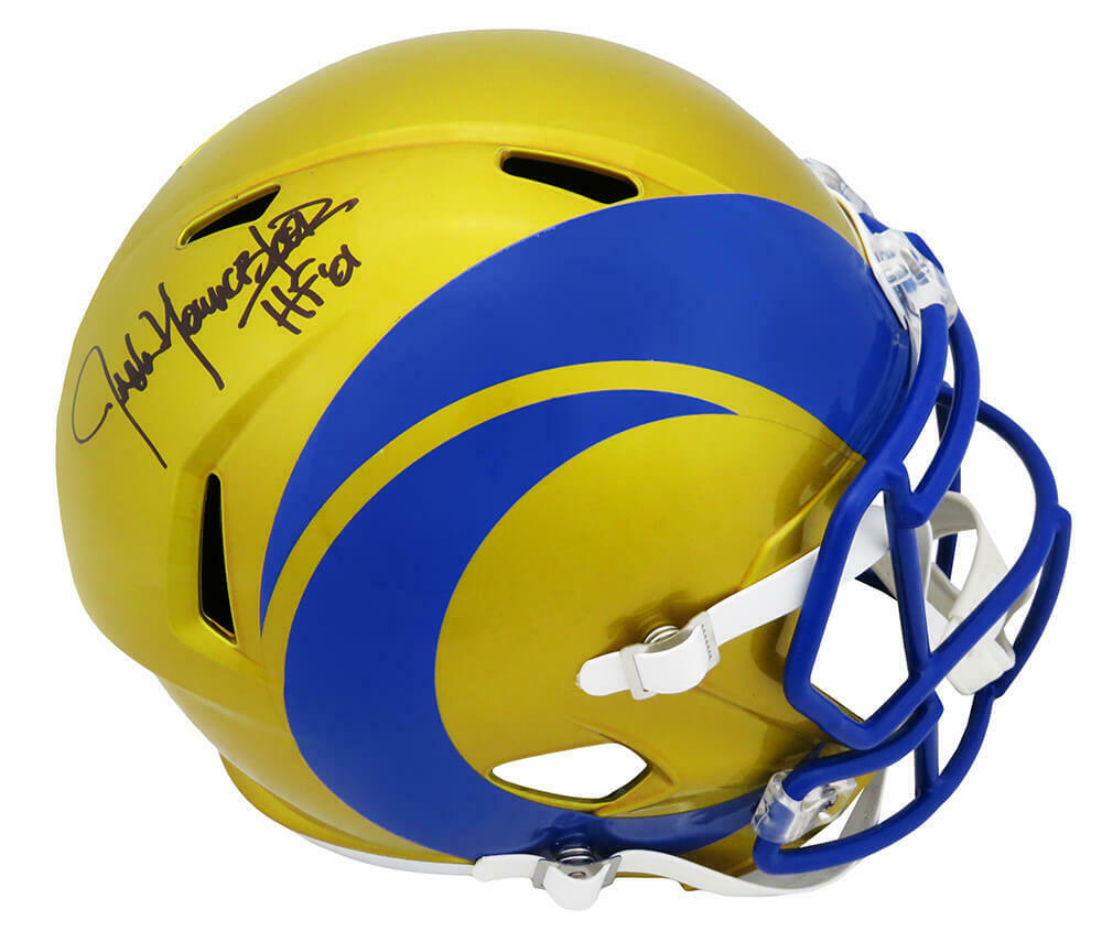 Jack Youngblood Signed Los Angeles Rams Flat Black Riddell Speed