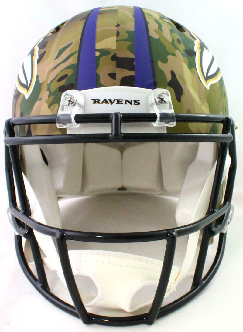 Ray Lewis Baltimore Ravens Signed Full Size Camo Authentic Helmet (BAS COA)