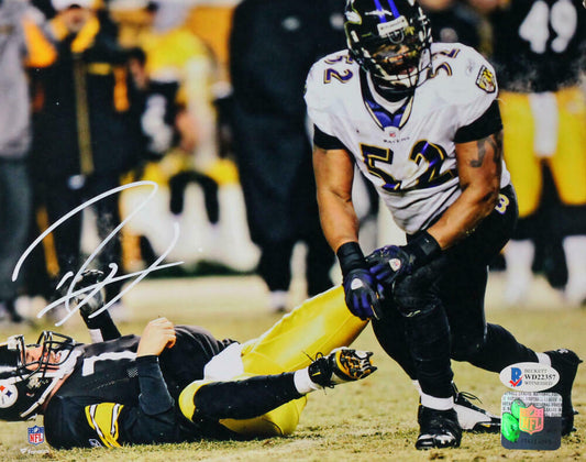 Ray Lewis	Baltimore Ravens Signed Ravens 8x10 Over Roethlisberger FP Photo (BAS COA)
