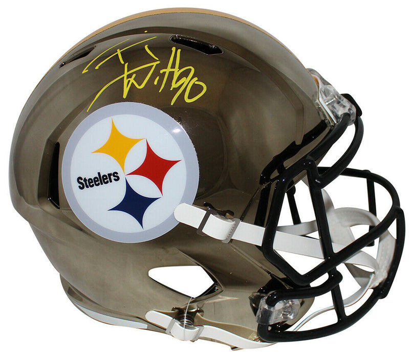 TJ Watt Pittsburgh Steelers Signed Pittsburgh Steelers Full-sized Speed Chrome Helmet 29596 (BAS COA)