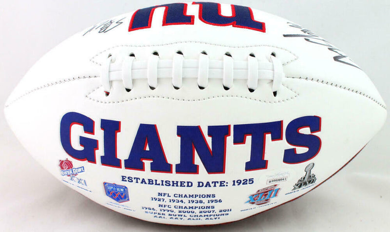 Jeremy Shockey New York Giants Signed Logo Football w/ SB Champs (JSA COA)