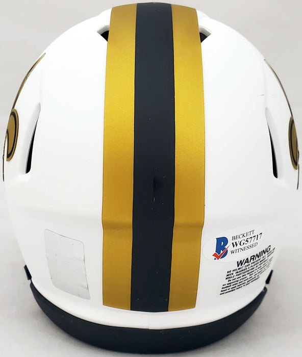 Drew Brees New Orleans Saints Signed Saints Lunar Eclipse Mini Helmet with "SB XLIV MVP" 193681 (BAS COA)