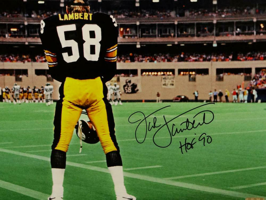 Jack Lambert Pittsburgh Steelers Signed Steelers 16x20 On Sideline PF Photo with HOF *Black (JSA COA)
