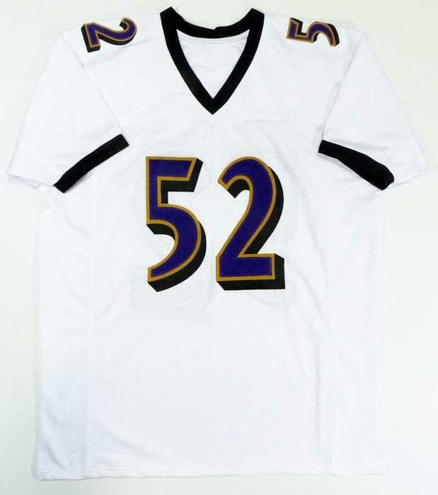 Ray Lewis Autographed White Pro Style Jersey (BAS COA)