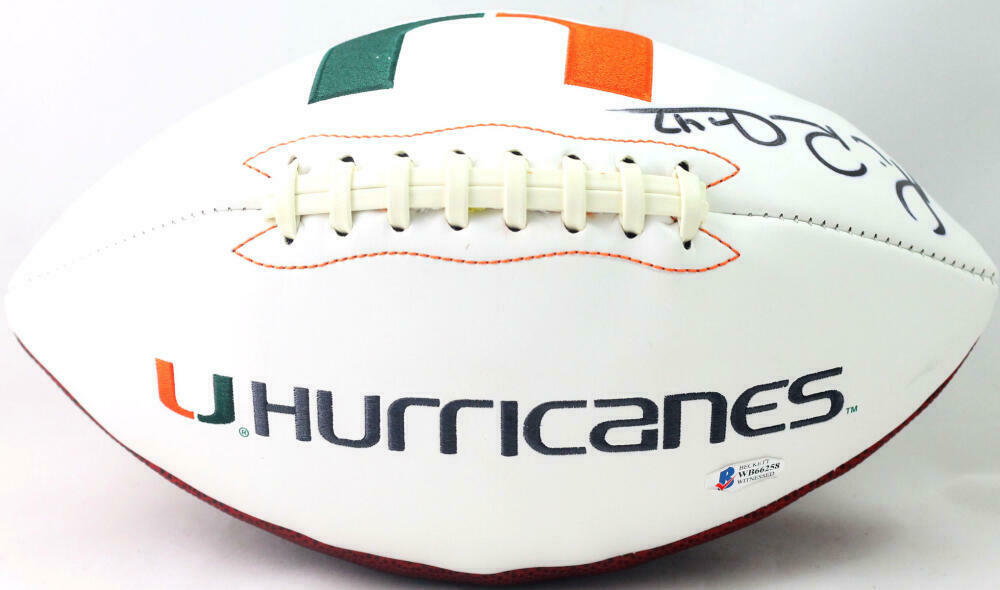 Michael Irvin Miami Hurricanes Signed Logo Football (BAS COA)