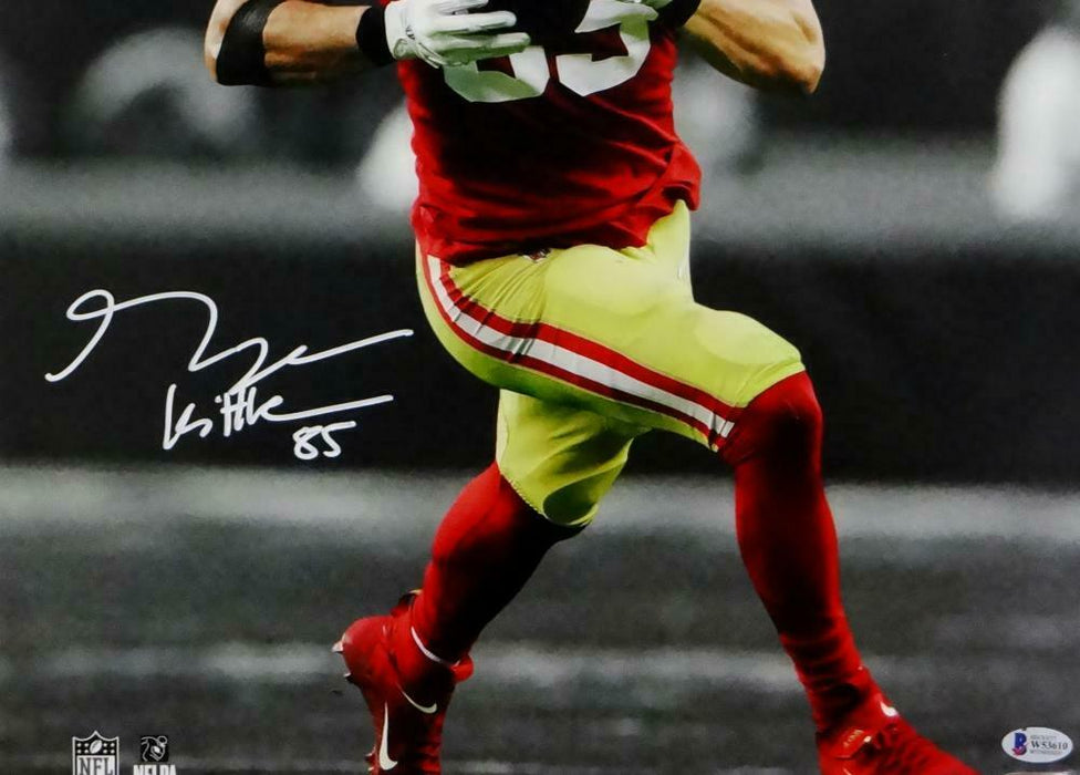 George Kittle San Francisco 49ers Signed SF 49ers 16x20 BW Spotlight PF Photo (BAS COA)