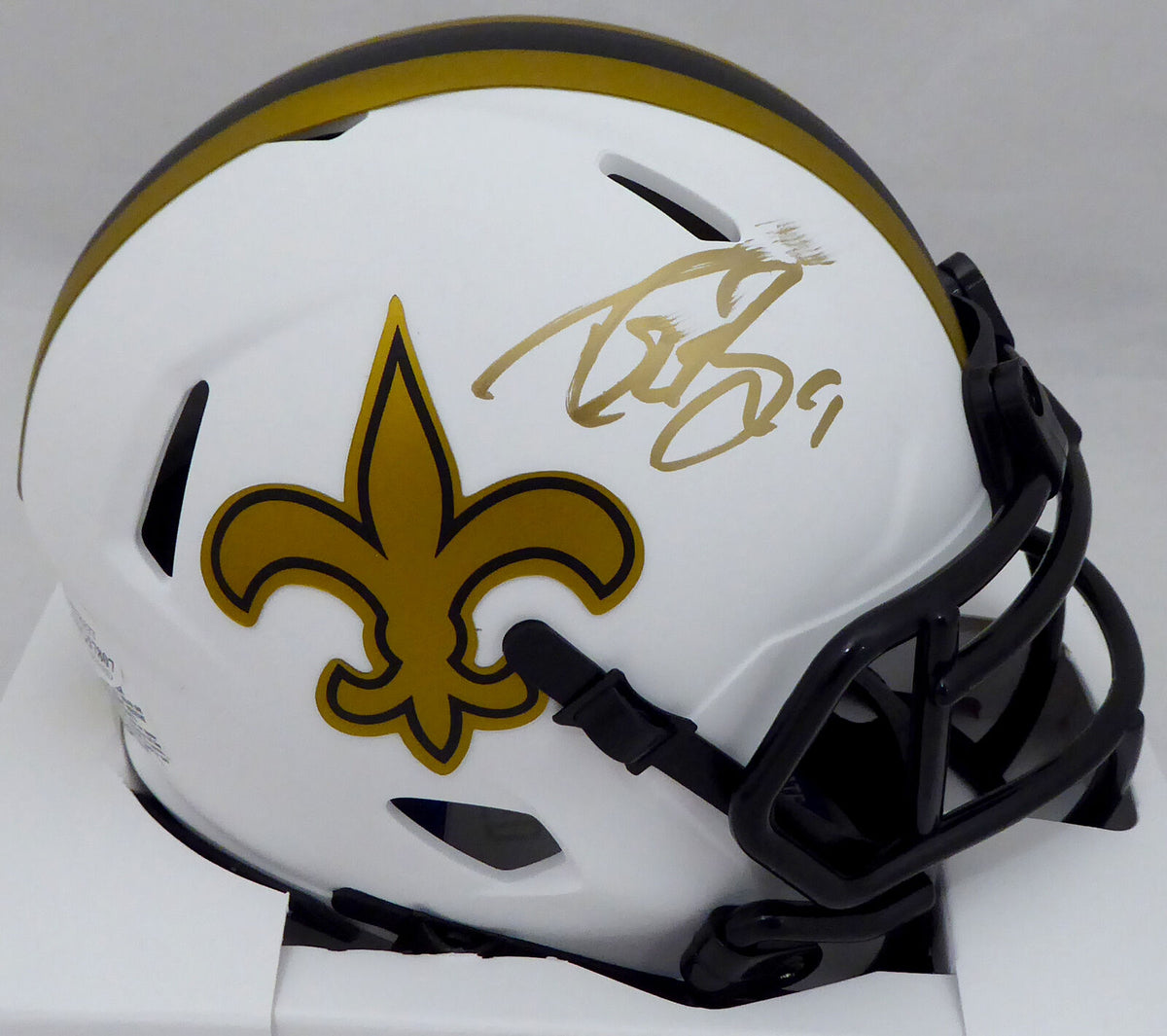 Chris Olave New Orleans Saints Autographed Gold Speed Mini Helmet