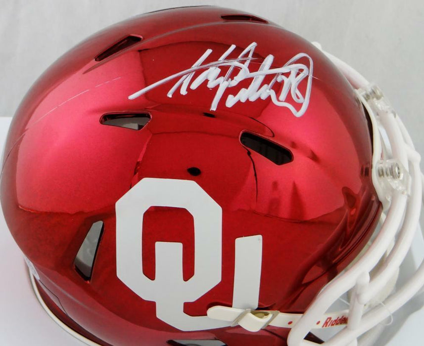 Adrian Peterson Oklahoma Sooners Signed Chrome Mini Helmet (BAS COA), , 