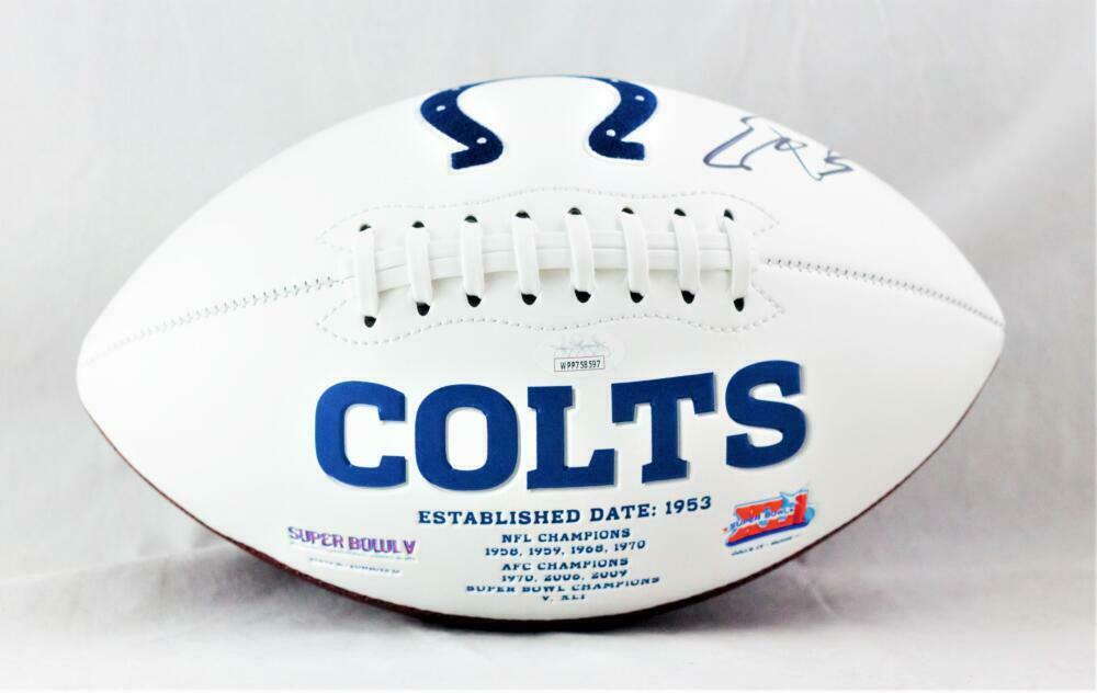Edgerrin James Indianapolis Colts Signed Logo Football w/HOF (JSA COA)