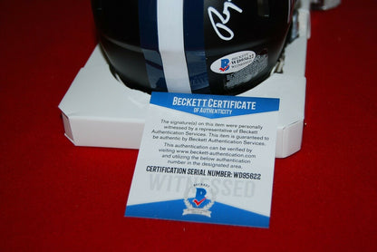 ROGER STAUBACH Dallas Cowboys signed Flat Black Mini Helmet (BAS COA)
