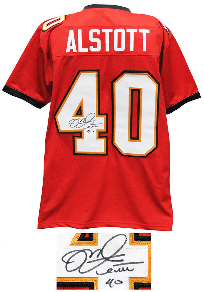 Mike Alstott Tampa Bay Buccaneers Signed Red Throwback Custom Jersey (SCHWARTZ)