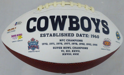 EZEKIEL ELLIOTT DALLAS COWBOYS SIGNED WHITE LOGO FOOTBALL (BAS COA)