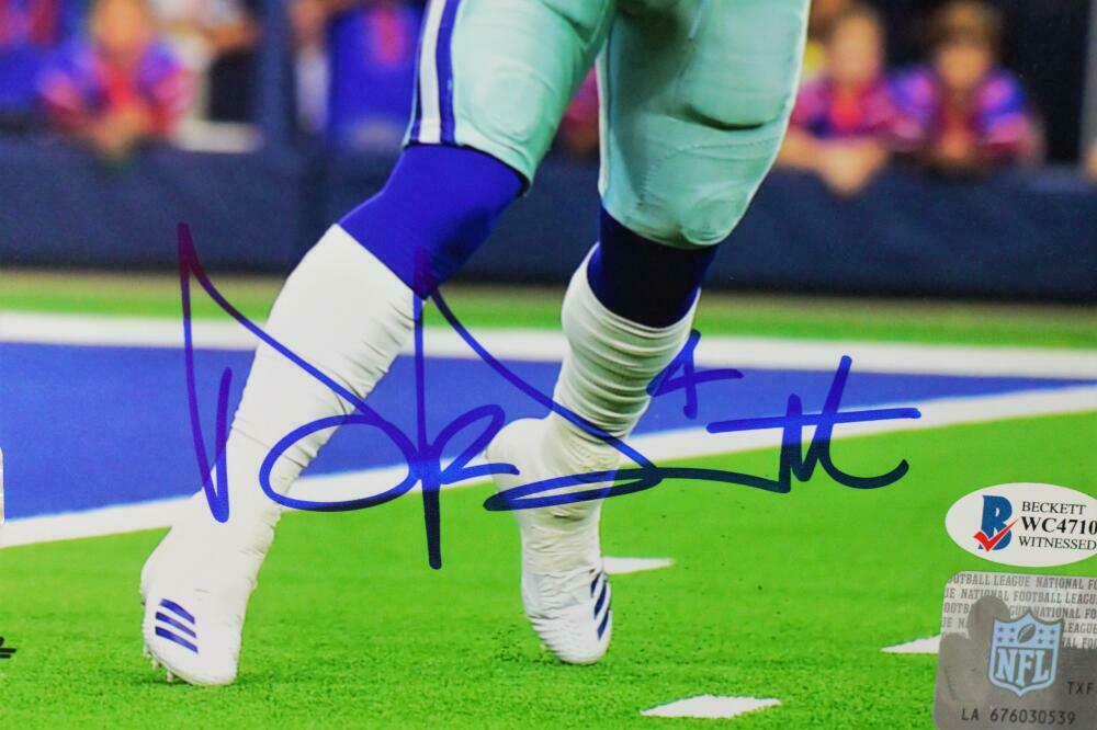 Dak Prescott Signed Dallas Cowboys 8x10 PF Passing on Toes Photo - BAS COA