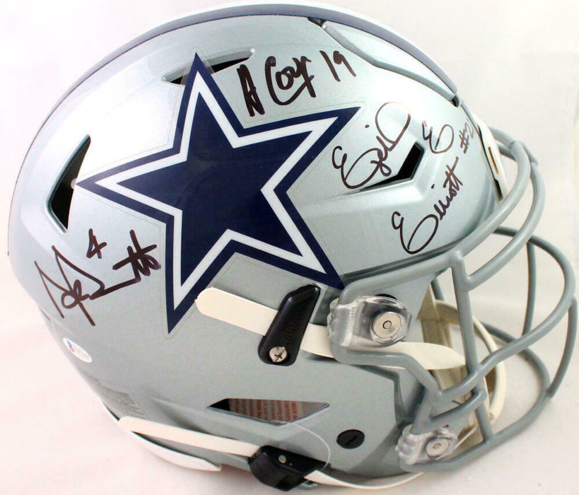 Prescott/Cooper/Elliott Autographed Dallas Cowboys F/S SpeedFlex Helmet- (BAS COA)