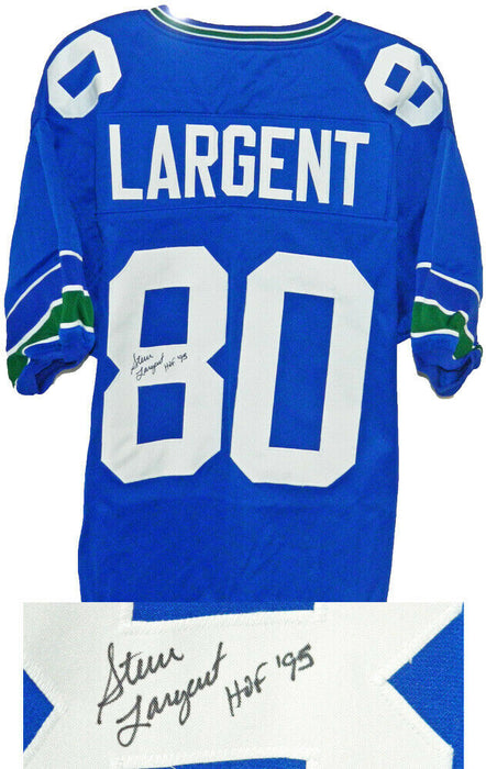 Steve Largent Seattle Seahawks Signed Blue Custom Jersey with HOF'95 (SCHWARTZ)