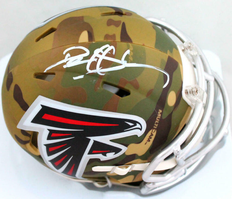 Deion Sanders Atlanta Falcons Signed Camo Speed Mini Helmet (BAS COA)