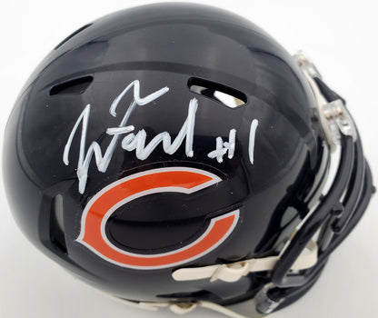 JUSTIN FIELDS CHICAGO BEARS SIGNED BLUE SPEED MINI HELMET (BAS COA)