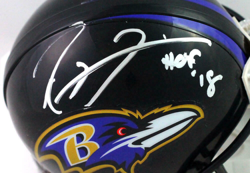 Ray Lewis Baltimore Ravens Signed Mini Helmet w/ HOF (BAS COA)