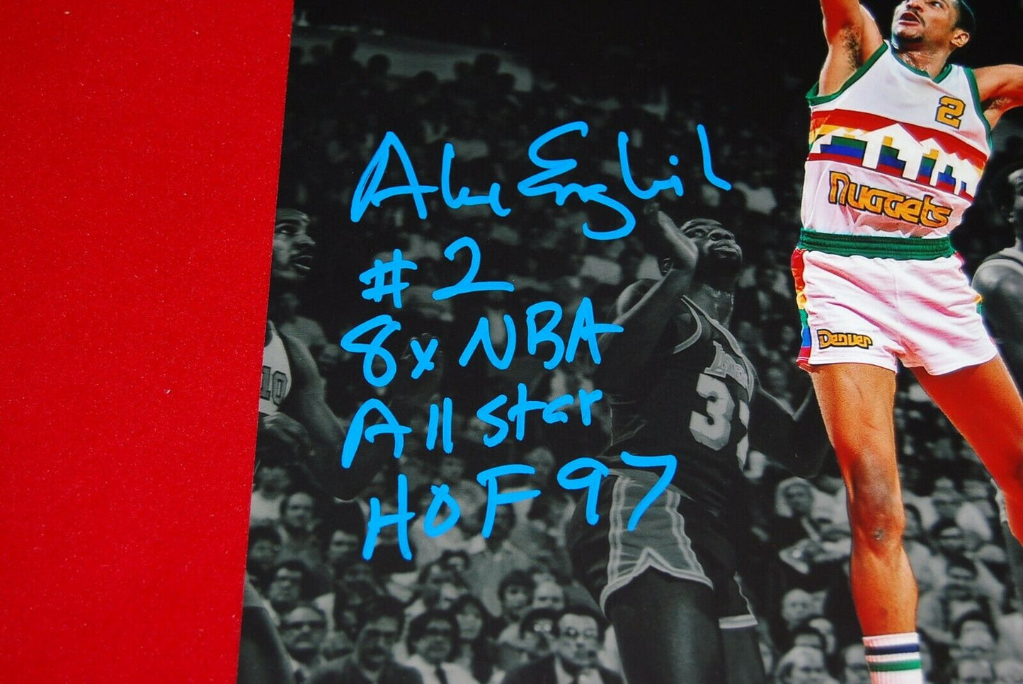ALEX ENGLISH DENVER NUGGETS signed 11X14 photo JSA COA