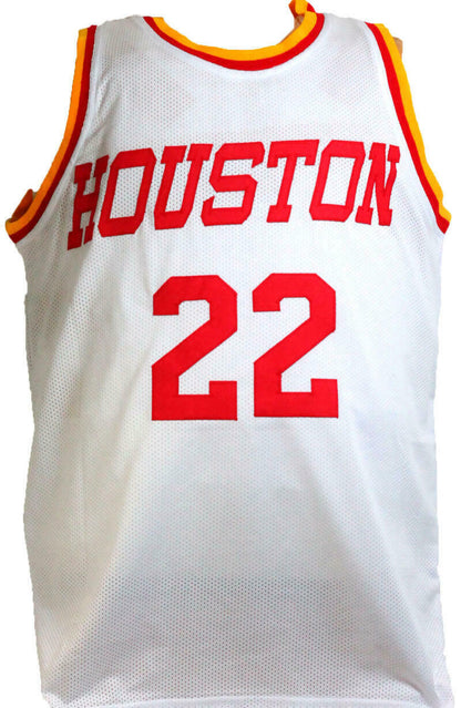 Clyde Drexler Autographed Portland Trail Blazers White TB Pro Style Jersey- JSA COA