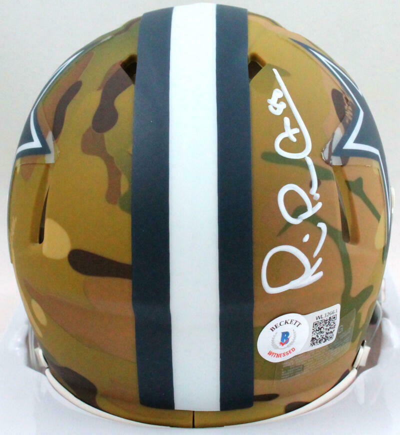 Michael Irvin Autographed Dallas Cowboys Camo Speed Mini Helmet- BAS COA