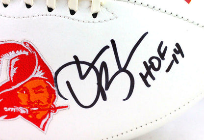 Warren Sapp/Derrick Brooks Tampa Bay Buccaneers Signed Buccaneers Logo Football with HOF *Black (BAS COA)
