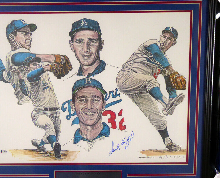 Sandy Koufax Los Angeles Dodgers Signed 18x24 Framed Lithograph Photo 135266 BAS COA (Brooklyn)