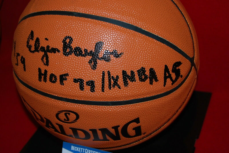 ELGIN BAYLOR Los Angeles Lakers signed Basketball HOF 77 ROY 59 11X AS (BAS COA)