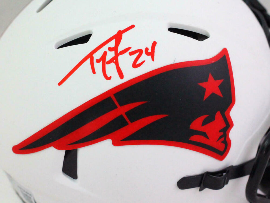 Ty Law New England Patriots Autographed Lunar Speed Mini Helmet- (BAS COA)