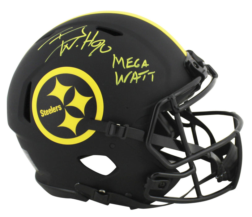 T.J. Watt Pittsburgh Steelers Signed Eclipse Proline Full-sized Speed Helmet with "Mega Watt" (JSA COA)