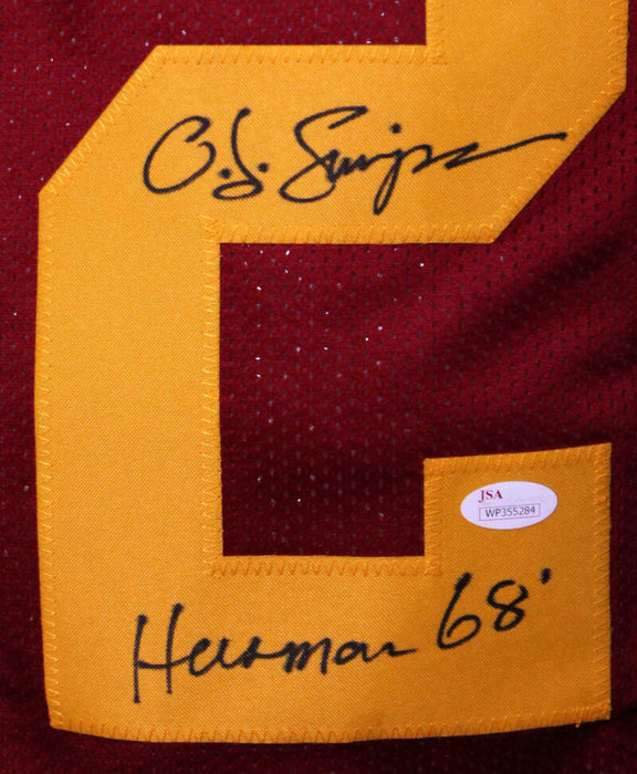 O.J. Simpson Signed Maroon College Style Jersey w/ Heisman (JSA COA)