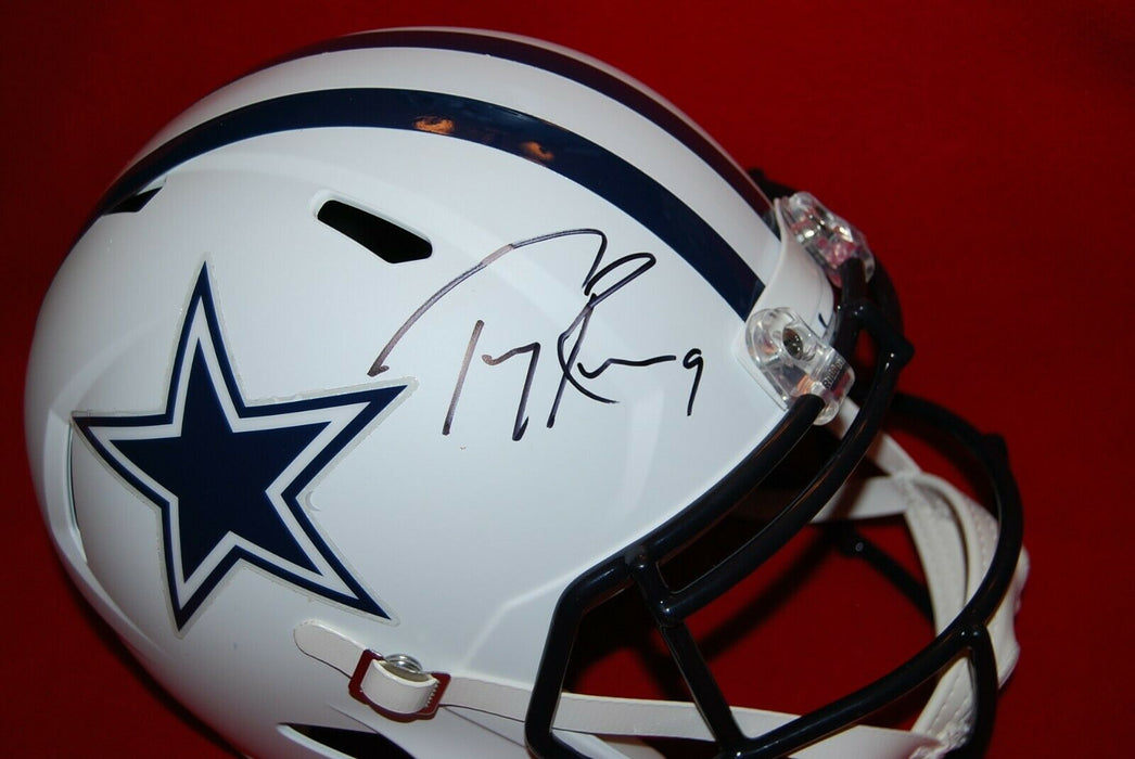 TONY ROMO Dallas Cowboys signed Flat White Full Size Helmet (BAS COA)
